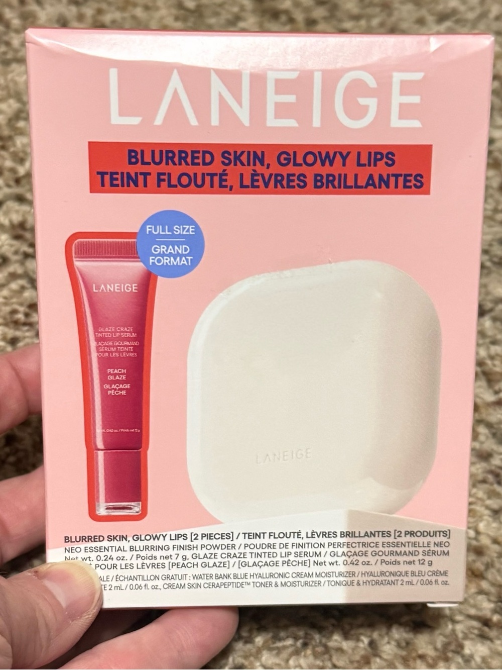 LANEIGE K-Beauty Viral Icons Blurred Skin Finish Powder, Glowy Lips Set NIB New